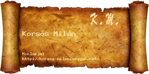 Korsós Milán névjegykártya