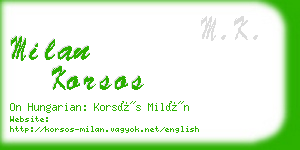 milan korsos business card